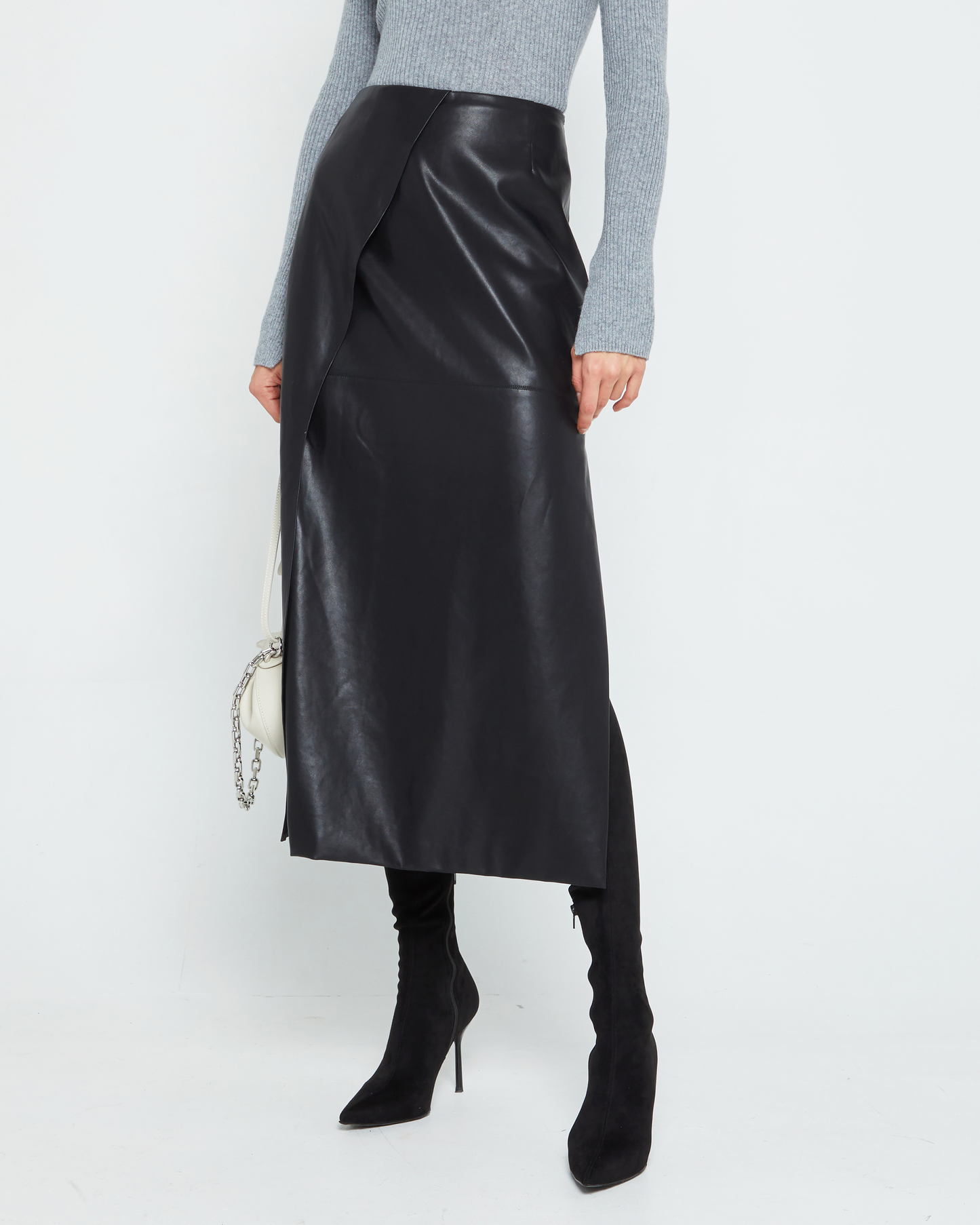 Isle Vegan Leather Midi Skirt